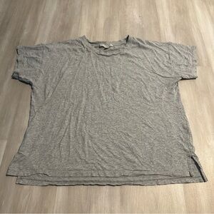 Loft Gray Short Sleeve Cotton Tshirt Tee Sz L